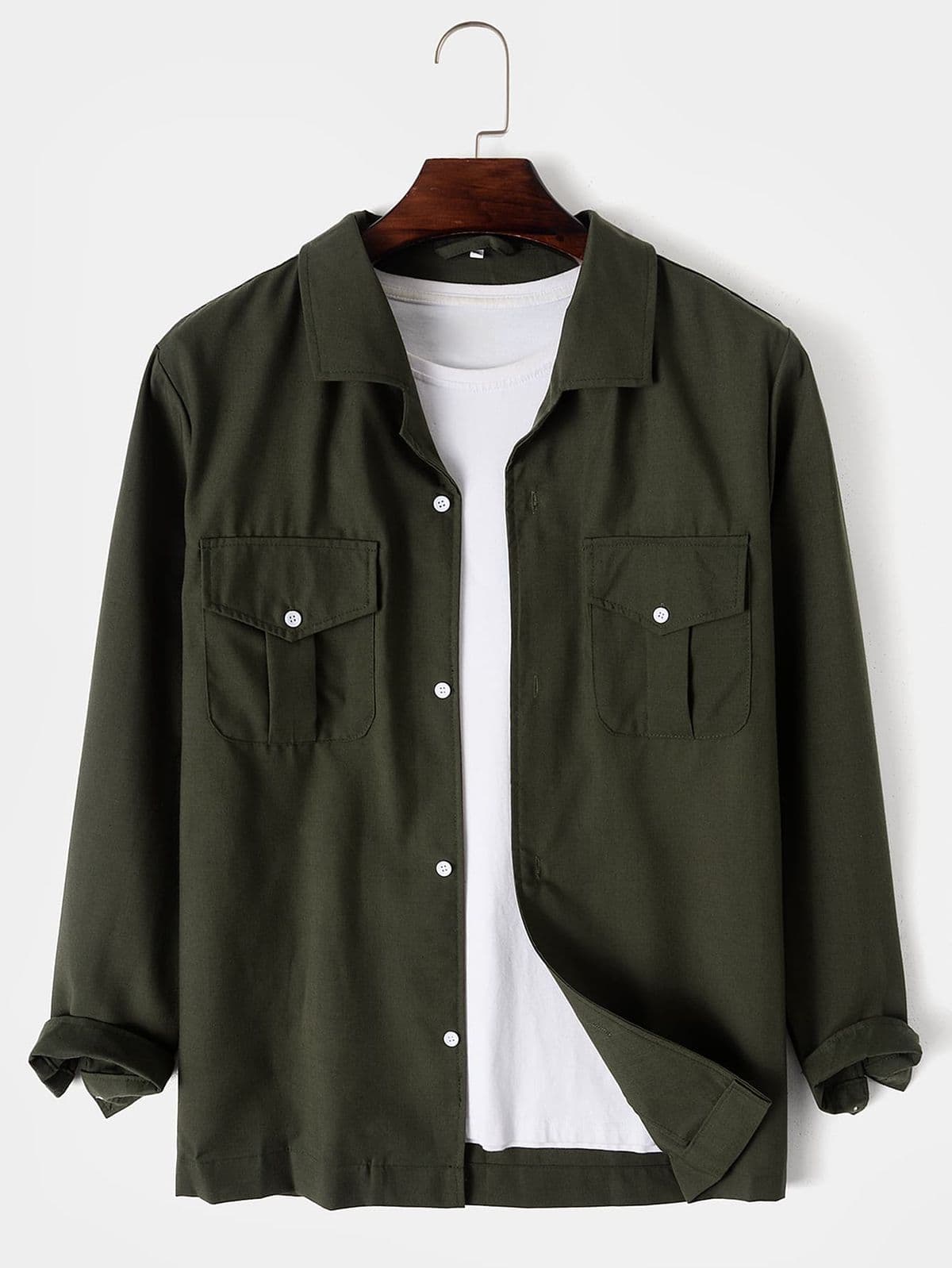 Men Flap Pocket Button Front Jacket Without Tee